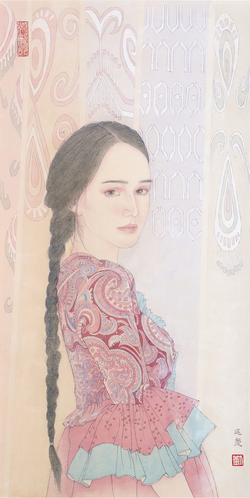 GYTYG379 刘延庆《姹紫嫣红总是春》2014工笔纸本设色 35×70cm