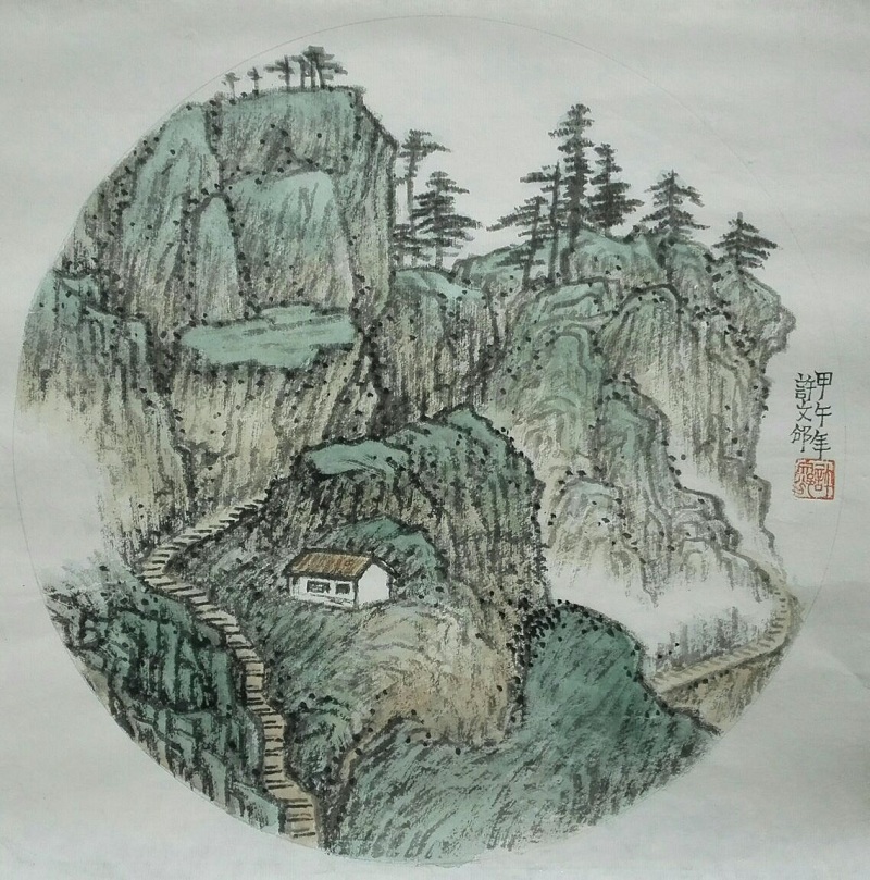 XWBYG430 中国美协 许文邠《精品镜片山水36》32*32