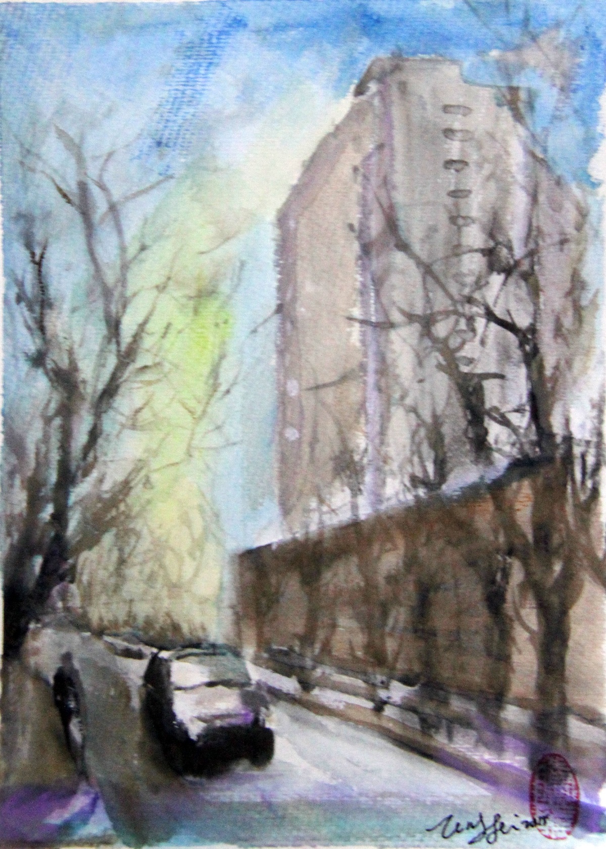 XTFNY141 徐腾飞《法兰克福街景》19.5*27cm