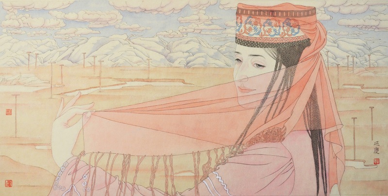 GYTYG386 刘延庆《帕米尔风韵》2014 工笔纸本设色 35×70cm