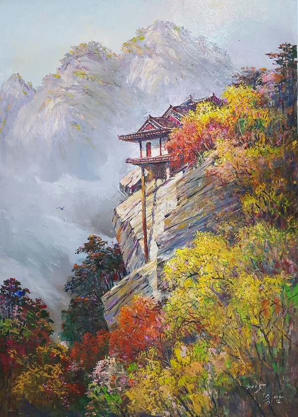 DQYCX32 宋岩《半山别院》朝鲜一级画家 