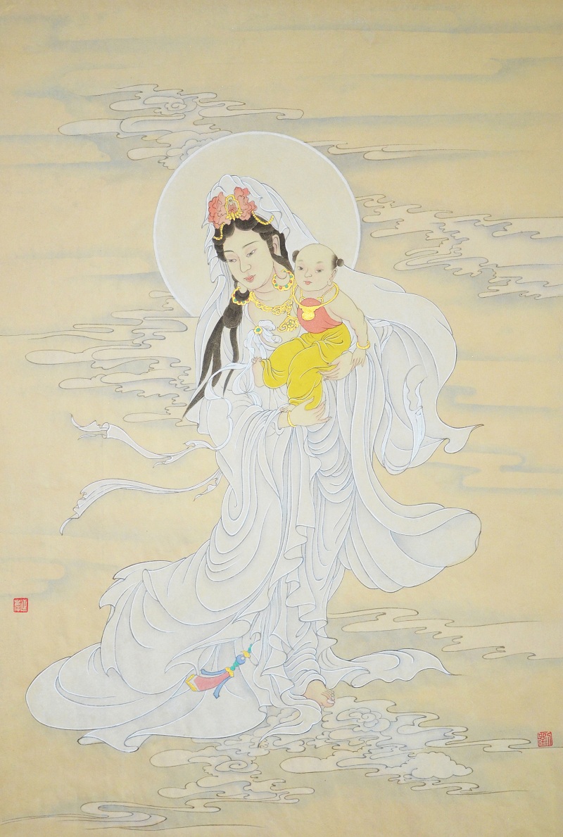 GYTYG369 刘延庆《送子观音图》2014工笔纸本设色 39×59cm  