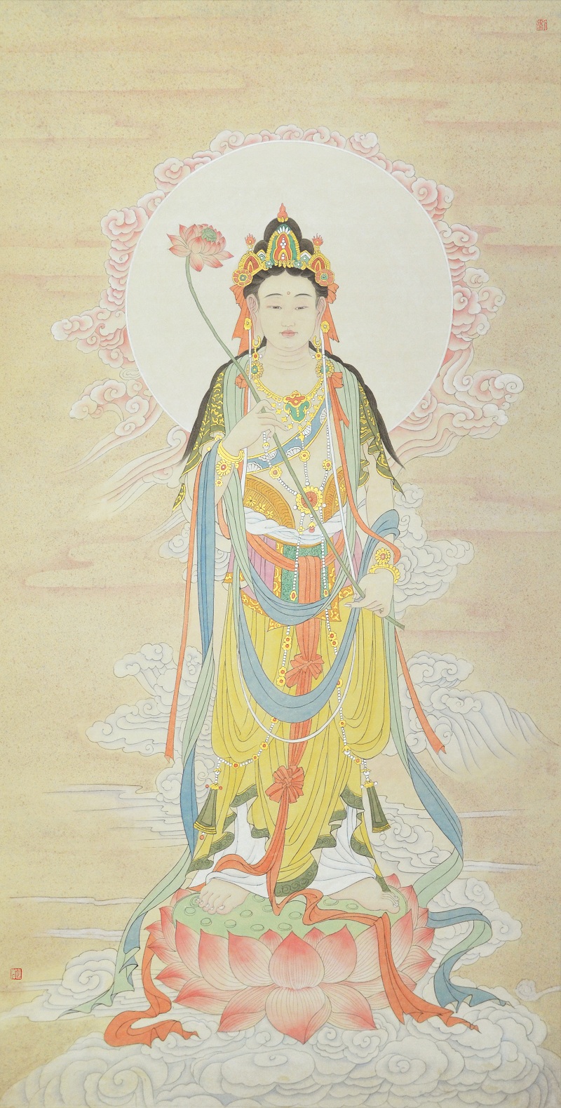 GYTYG364 刘延庆《大势至观音》（一）2016工笔纸本设色 50X100cm